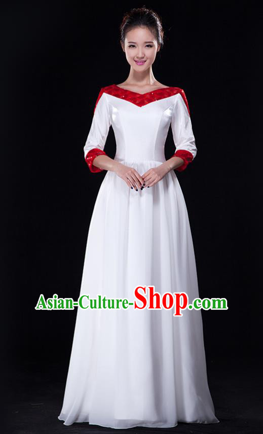 Traditional Chinese Modern Dance Costume, Opening Dance Chorus Singing Group Dress Clothing for Women