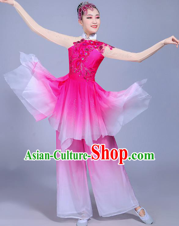 Traditional Chinese Classical Umbrella Dance Costume, China Yangko Folk Dance Yangge Clothing for Women