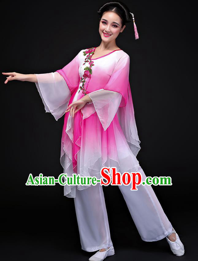 Traditional Chinese Yangge Fan Dancing Costume Modern Dance Dress Clothing