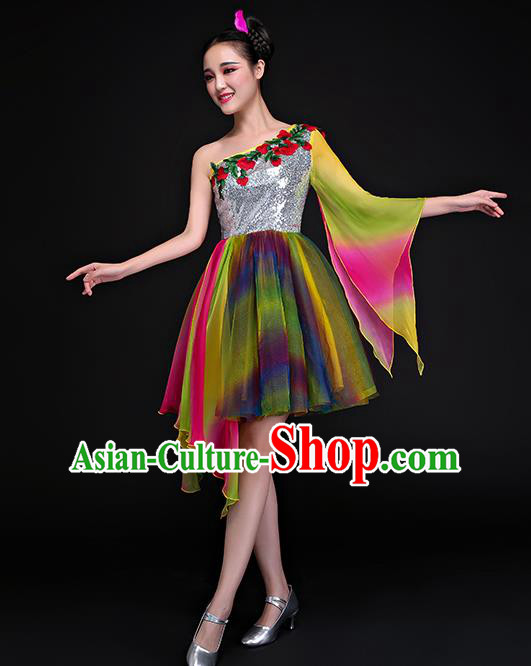 Traditional Chinese Modern Dance Bubble Dress, Opening Dance Chorus Clothing for Women