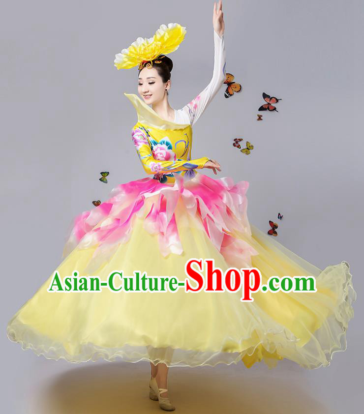 Traditional Chinese Modern Dance Opening Dance Bubble Dress Clothing for Women