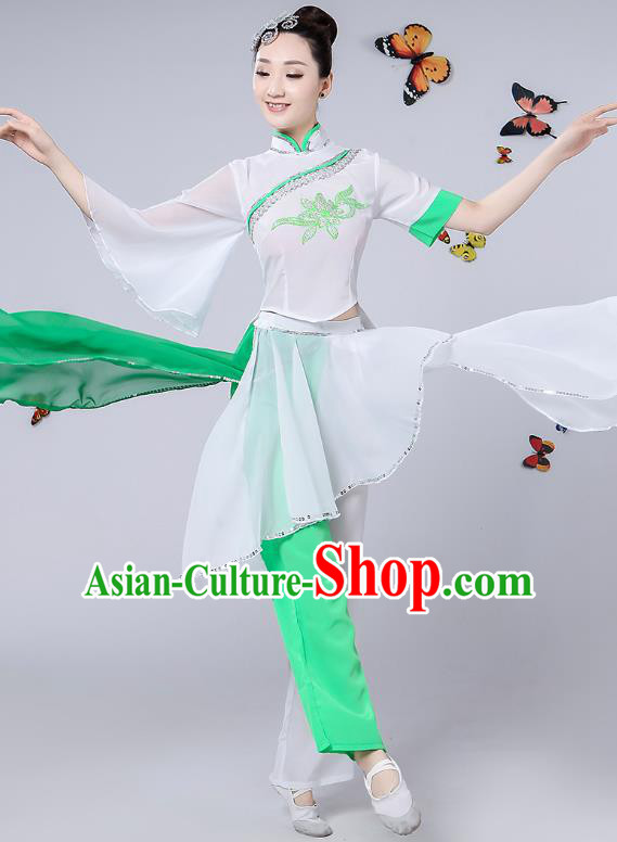 Traditional Chinese Classical Umbrella Dance Costume, China Yangko Folk Fan Dance Clothing for Women