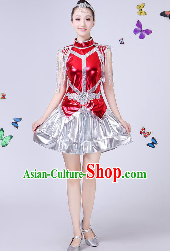 Traditional Chinese Modern Dance Opening Dance Jazz Dance Clothing Folk Dance Chorus Red Costume for Women