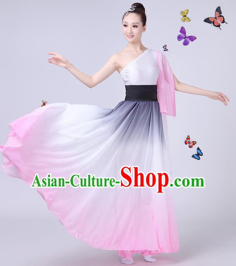 Traditional Chinese Modern Dance Opening Dance Clothing Chorus Folk Umbrella Dance Single Sleeve Dress for Women