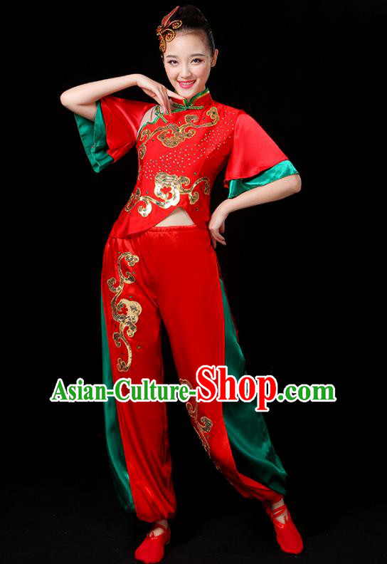 Traditional Chinese Yangge Fan Dancing Costume Classical Dance Modern Dance Dress Clothing