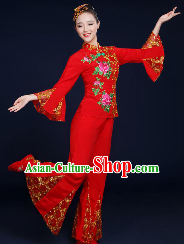 Traditional Chinese Yangge Fan Dancing Costume Classical Dance Modern Dance Dress Clothing