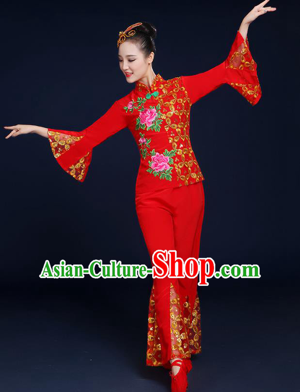 Traditional Chinese Yangge Fan Dancing Costume Classical Dance Modern Dance Dress Clothing