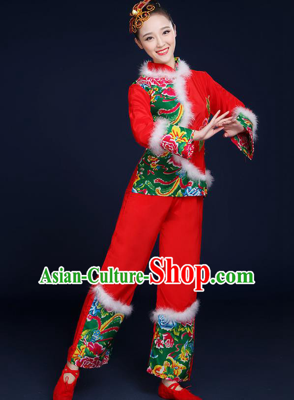 Traditional Chinese Yangge Fan Dancing Costume Classical Dance Modern Dance Dress Clothing