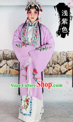 Chinese Beijing Opera Actress Costume Lilac Embroidered Cape, Traditional China Peking Opera Diva Embroidery Clothing