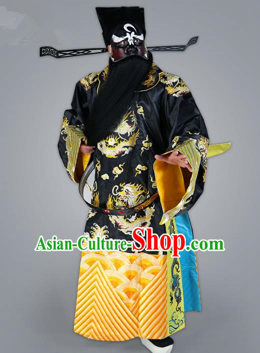 Chinese Beijing Opera Bao Zheng Costume Embroidered Robe, China Peking Opera Prime Minister Embroidery Gwanbok Clothing