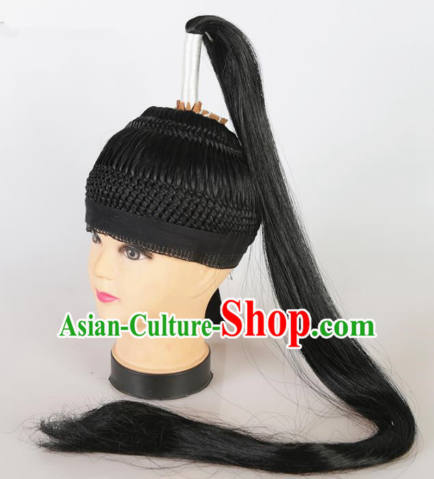 Asian Chinese Beijing Opera Niche Wig, Traditional China Peking Opera Swordsman Hairpiece