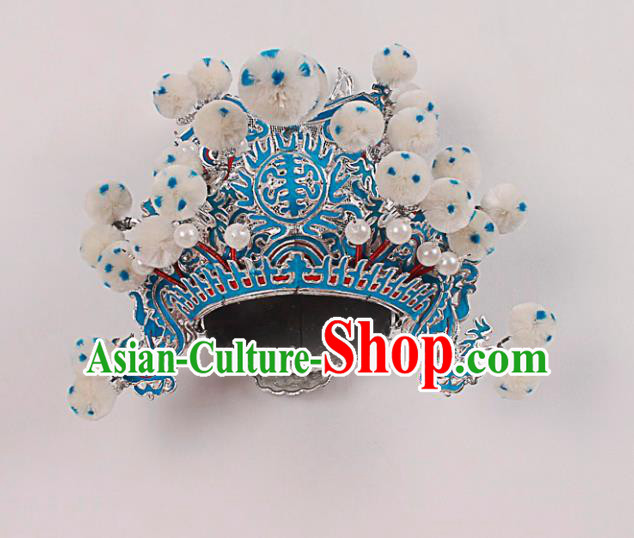 Asian Chinese Beijing Opera Warrior Helmet, Traditional China Peking Opera General Hats Headwear