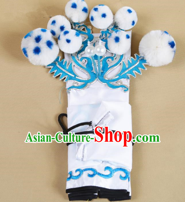 Asian Chinese Beijing Opera Takefu White Hats, Traditional China Peking Opera Martial Role Headwear