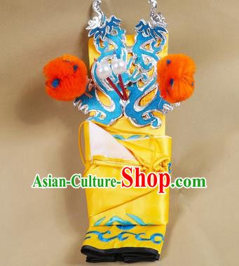 Asian Chinese Beijing Opera Takefu Yellow Hats, Traditional China Peking Opera Martial Role Headwear