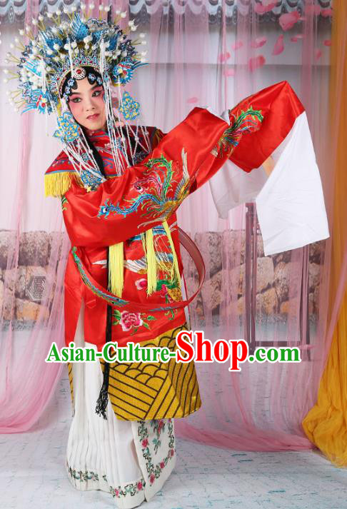 Chinese Beijing Opera Imperial Concubine Costume Embroidered Robe, China Peking Opera Actress Embroidery Red Clothing