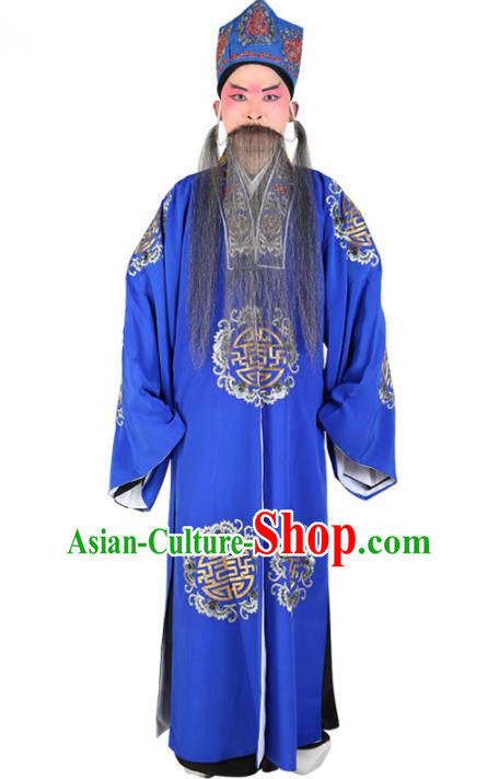 Chinese Beijing Opera Old Men Costume Embroidered Robe, China Peking Opera Ministry Councillor Clothing