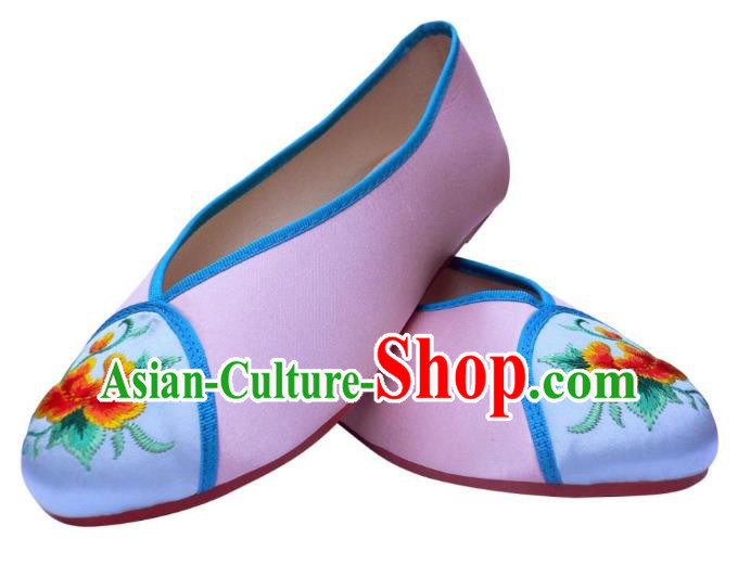 Traditional Chinese National Bride Light Purple Embroidered Shoes, China Handmade Embroidery Flowers Hanfu Shoes for Women