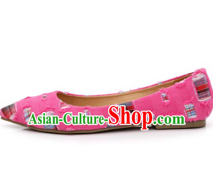 Traditional Chinese National Bride Pink Canvas Shoes, China Handmade Embroidery Hanfu Shoes for Women