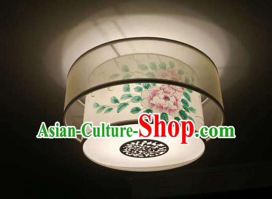 Traditional Chinese Handmade Sheepskin Painting Peony Palace Lantern China Ceiling Palace Lamp