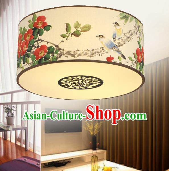 Traditional Chinese Handmade Painting Camellia Sheepskin Palace Lantern China Ceiling Palace Lamp