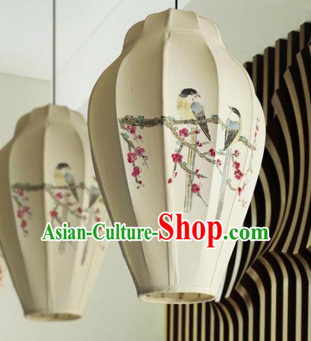 Traditional Chinese Handmade Painting Birds Palace Lantern China Desk Palace Lamp