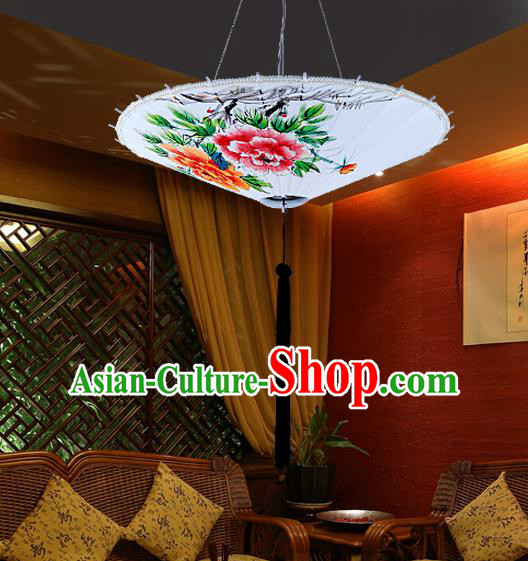 Traditional Chinese Handmade Painting Peony Palace Lantern China Ceiling Palace Lamp
