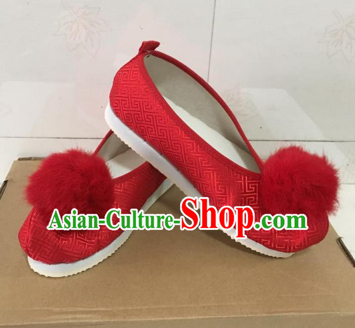 Traditional Chinese Ancient Princess Embroidered Red Blood Stained Shoes, China Handmade Hanfu Embroidery Shoes for Women
