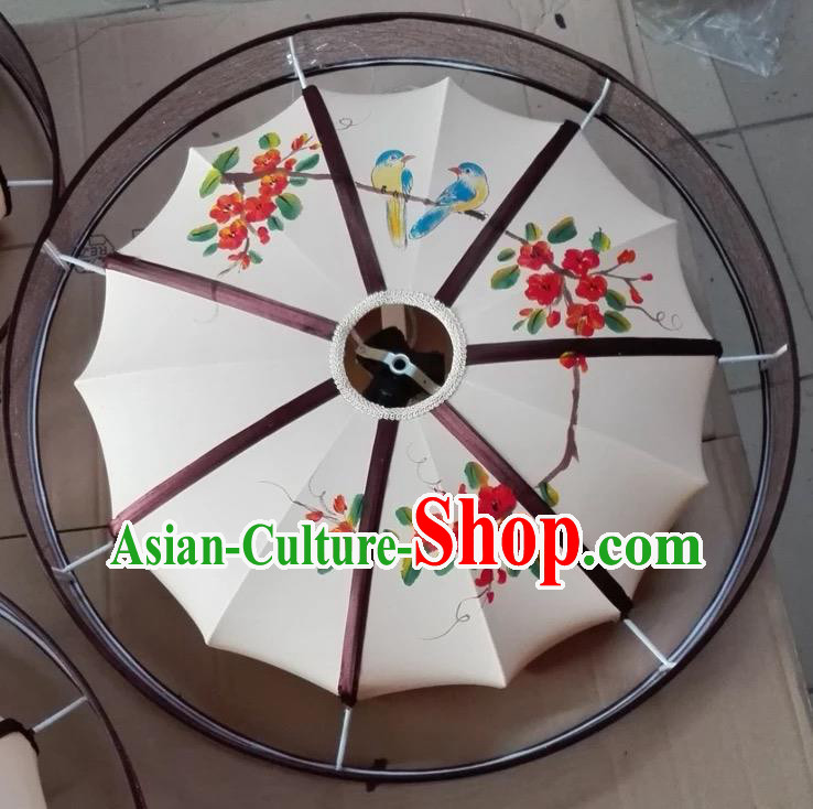Traditional Chinese Handmade Painting Red Flowers Birds Palace Lantern China Ceiling Palace Lamp
