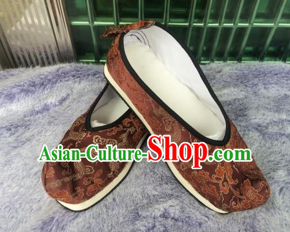 Traditional Chinese Ancient Princess Brown Satin Embroidered Shoes, China Handmade Hanfu Embroidery Shoes for Women