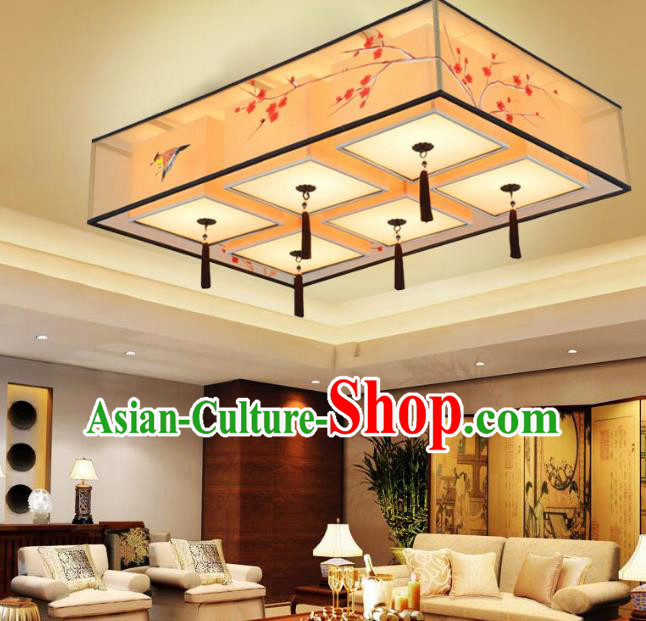 Traditional Chinese Handmade Painting Wintersweet Silk Palace Lantern China Ceiling Palace Lamp