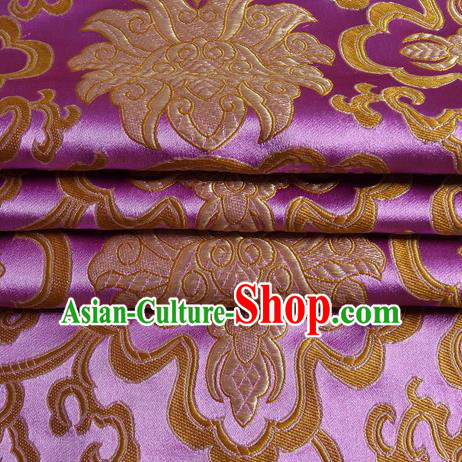 Chinese Royal Palace Traditional Costume Pattern Design Purple Satin Brocade Fabric, Chinese Ancient Clothing Drapery Hanfu Cheongsam Material