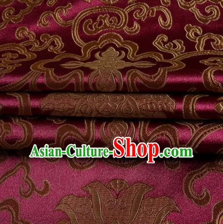 Chinese Royal Palace Traditional Costume Rich Pattern Amaranth Satin Brocade Fabric, Chinese Ancient Clothing Drapery Hanfu Cheongsam Material