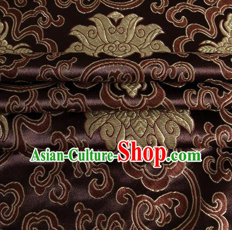 Chinese Royal Palace Traditional Costume Rich Pattern Coffee Satin Brocade Fabric, Chinese Ancient Clothing Drapery Hanfu Cheongsam Material