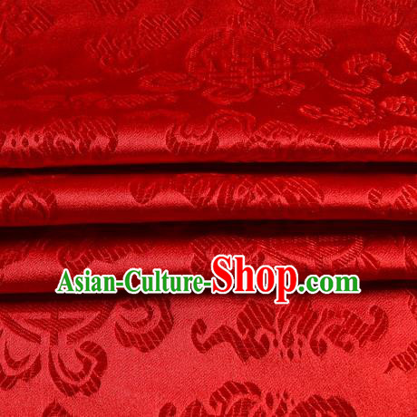 Chinese Traditional Costume Royal Palace Pattern Red Satin Brocade Fabric, Chinese Ancient Clothing Drapery Hanfu Cheongsam Material