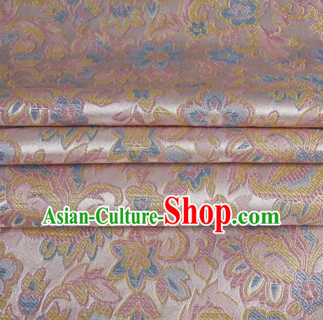 Chinese Traditional Costume Royal Palace Morning Glory Pattern Pink Satin Brocade Fabric, Chinese Ancient Clothing Drapery Hanfu Cheongsam Material