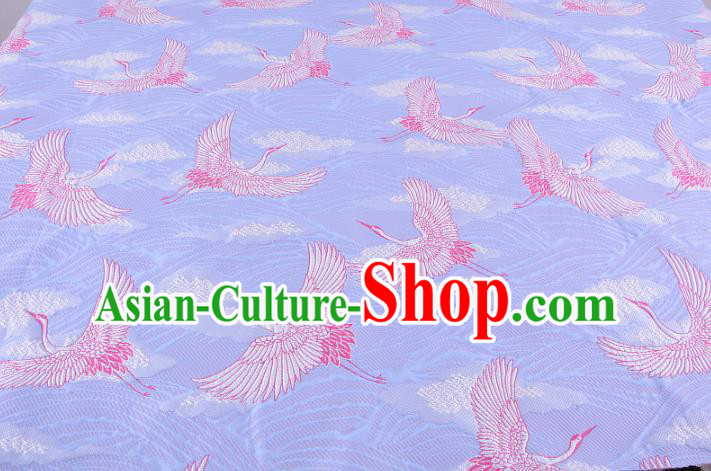 Chinese Traditional Costume Royal Palace Jacquard Weave Crane Lilac Brocade Kimono Fabric, Chinese Ancient Clothing Drapery Hanfu Cheongsam Material