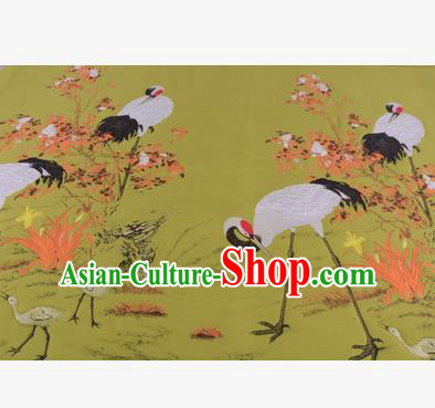 Chinese Traditional Costume Royal Palace Jacquard Weave Crane Ginger Brocade Fabric, Chinese Ancient Clothing Drapery Hanfu Cheongsam Material