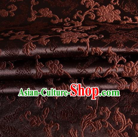 Chinese Traditional Costume Royal Palace Dragons Pattern Coffee Satin Brocade Fabric, Chinese Ancient Clothing Drapery Hanfu Cheongsam Material