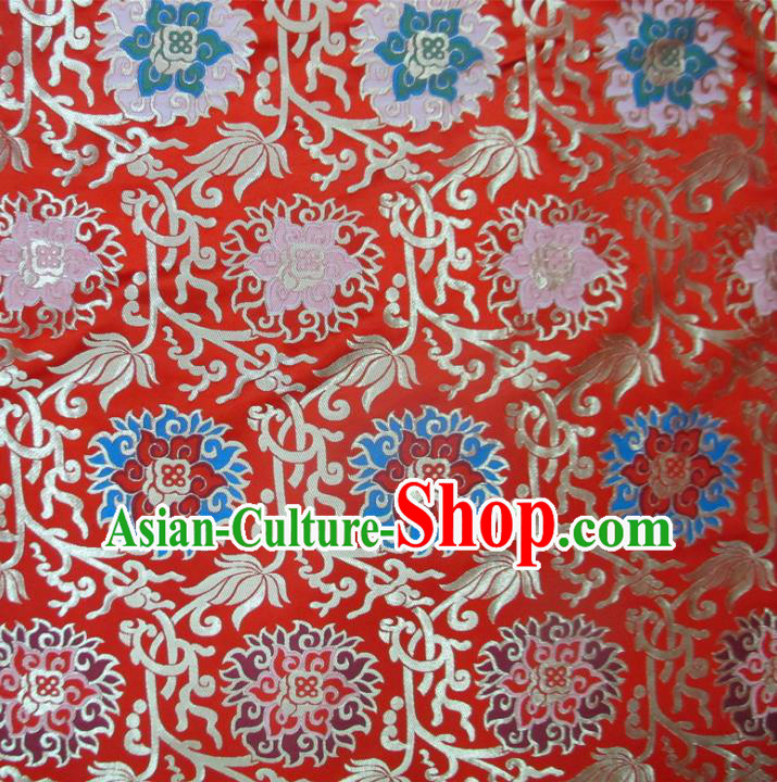 Chinese Traditional Costume Royal Palace Pattern Red Satin Nanjing Brocade Fabric, Chinese Ancient Clothing Drapery Hanfu Cheongsam Material