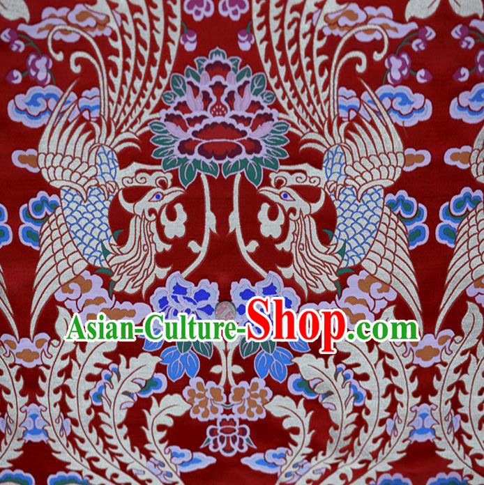 Chinese Traditional Costume Royal Palace Phoenix Pattern Satin Nanjing Brocade Fabric, Chinese Ancient Clothing Drapery Hanfu Cheongsam Material