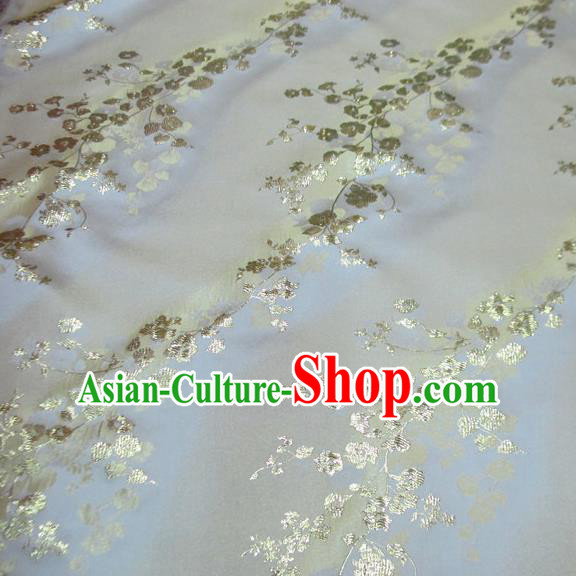 Chinese Traditional Costume Royal Palace Golden Wintersweet Pattern Satin Brocade Fabric, Chinese Ancient Clothing Drapery Hanfu Cheongsam Material