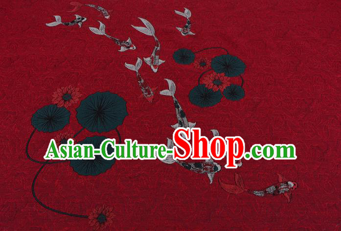 Chinese Traditional Costume Royal Palace Jacquard Weave Red Brocade Fabric, Chinese Ancient Clothing Drapery Hanfu Cheongsam Material