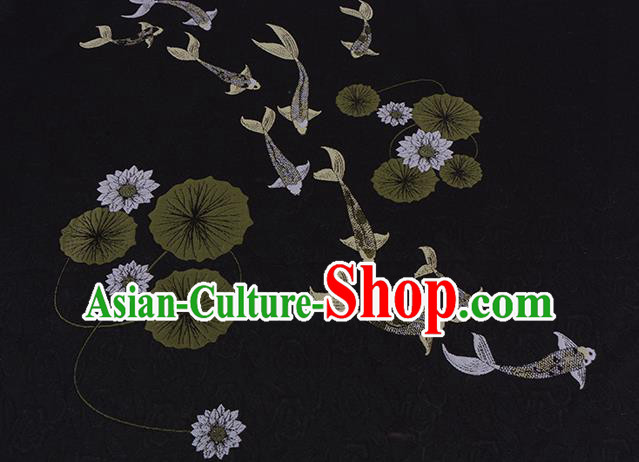 Chinese Traditional Costume Royal Palace Jacquard Weave Black Brocade Fabric, Chinese Ancient Clothing Drapery Hanfu Cheongsam Material