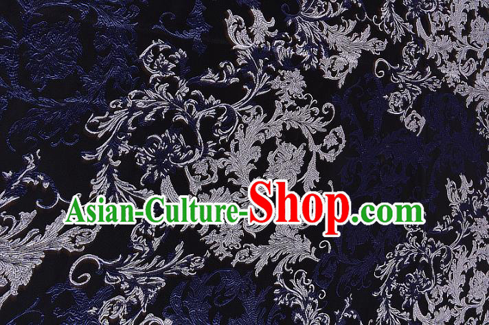 Chinese Traditional Costume Royal Palace Jacquard Weave Navy Brocade Fabric, Chinese Ancient Clothing Drapery Hanfu Cheongsam Material