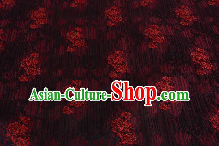 Chinese Traditional Costume Royal Palace Rose Pattern Red Brocade Fabric, Chinese Ancient Clothing Drapery Hanfu Cheongsam Material