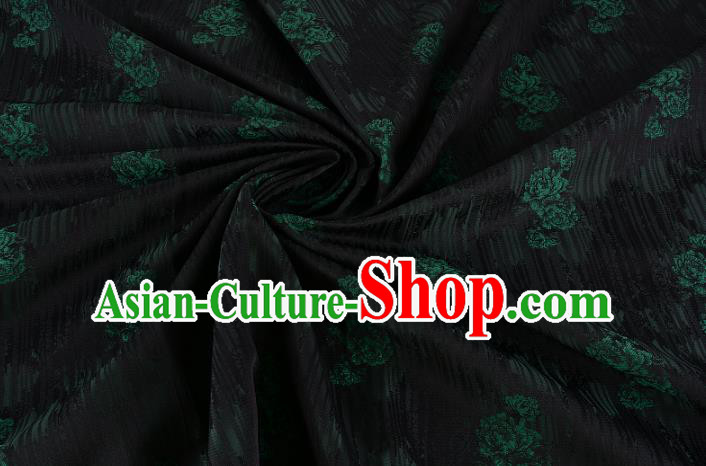 Chinese Traditional Costume Royal Palace Rose Pattern Black Brocade Fabric, Chinese Ancient Clothing Drapery Hanfu Cheongsam Material