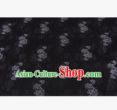 Chinese Traditional Costume Royal Palace Rose Pattern Black Brocade Fabric, Chinese Ancient Clothing Drapery Hanfu Cheongsam Material