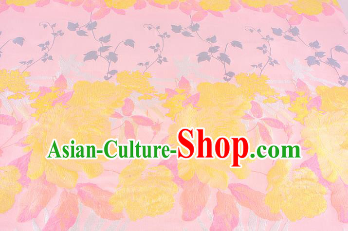 Chinese Traditional Costume Royal Palace Peony Pattern Pink Brocade Fabric, Chinese Ancient Clothing Drapery Hanfu Cheongsam Material