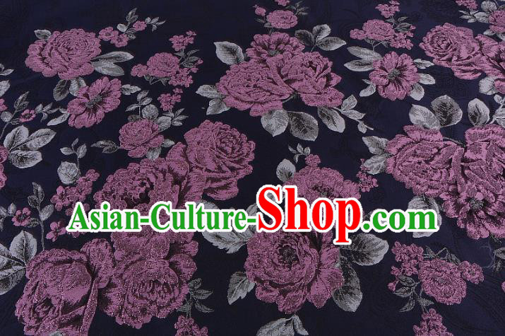 Chinese Traditional Costume Royal Palace Jacquard Weave Purple Peony Brocade Fabric, Chinese Ancient Clothing Drapery Hanfu Cheongsam Material