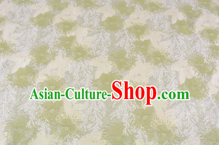 Chinese Traditional Costume Royal Palace Jacquard Weave Pine Needles Green Brocade Fabric, Chinese Ancient Clothing Drapery Hanfu Cheongsam Material